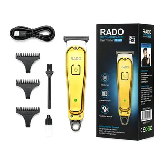 SARI METAL KAPLAMA - USB SARJLI - T BIÇAK 3 KESİM TARAK - YAĞ ŞİŞE - TEMİZLEME FIRÇA SAÇ SAKAL KESME - TRAŞ MAKİNE RD-3638 (5643)
