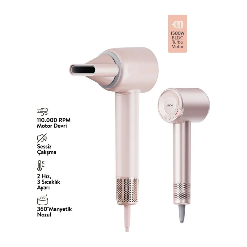 ŞAMPANYA BLDC TURBO MOTOR SAÇ KURUTMA - ŞEKİL MAKİNESİ 1500W 3-KDM.HIZ 4-KDM.ISIAYAR=SICAK-ILIK-HAFİF-SOĞUK SHD-1739 (5643)