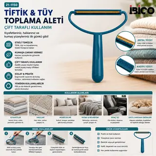 2İN1 BAŞLI PLASTİK SAPLI METAL TİFTİK TÜY TOPLAMA PLS.KAŞIYICI APARAT PET SHOP (5643)