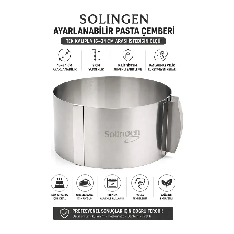 AYARLANABİLİR METAL KEK KALIP 16-34CM (5643)