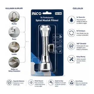 12 ADET MUSLUK UCU FİLTRESİ 2 FONKSİYONLU SPİRALLİ YAYLI - 360° DERECE DÖNEBİLEN BAŞLIK 16-19MM CAŞLIK ÇAPI (5643)