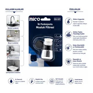 12 ADET MUSLUK UCU FİLTRESİ 2 FONKSİYONLU 360° DERECE DÖNEBİLEN BAŞLIK 16-19MM CAŞLIK ÇAPI (5643)
