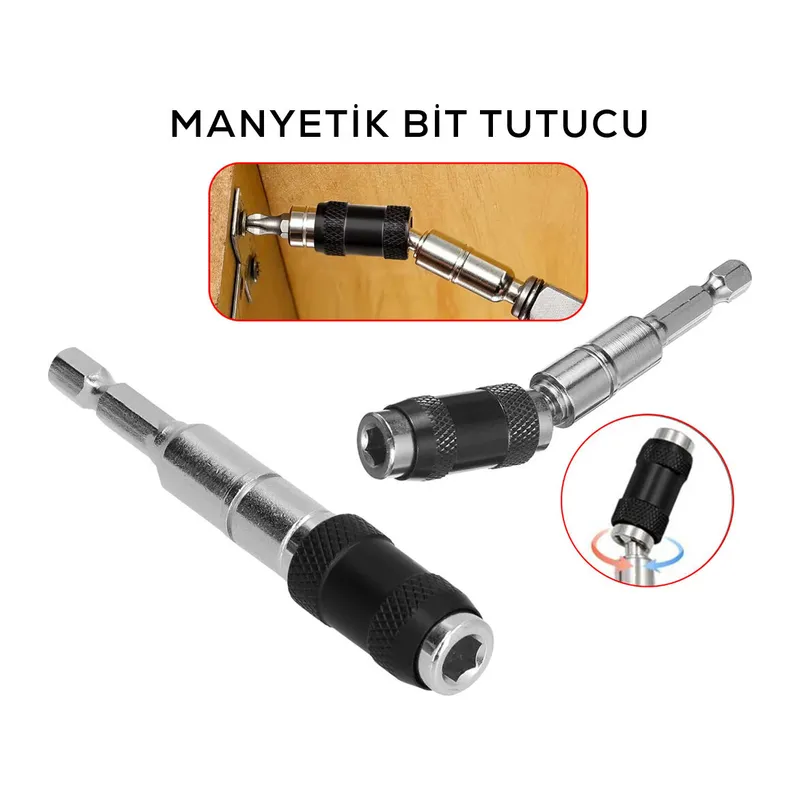 MAFSALLI MANYETİK BİTS TUTUCU 1/4 DÖNER BAŞLIK = 0-20° (5643)