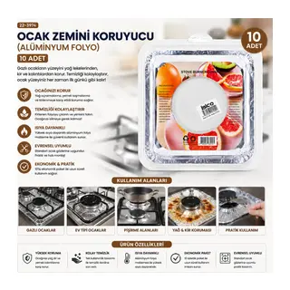 10PCS 20.5CM OCAK ZEMİNİ KORUYUCU ALÜMİNYUM FOLYO (5643)