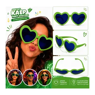 Mega Boy Yeşil Kalp Parti Gözlüğü (5643)
