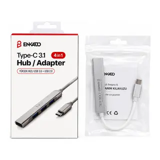 TYPE-C 3.1 GİRİŞ 4IN1 USB ÇOĞALTICI 4 ANAHTARLI PORT - HI-SPEED USB 3.0 - USB 2.0 HUB ADAPTÖR EKD-TP50 (5643)