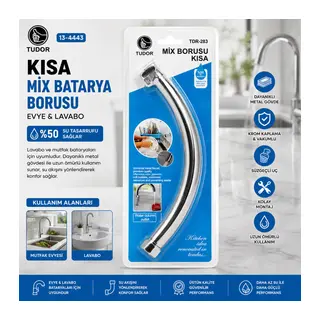 KUĞU EVYE - LAVABO KISA MİX BATARYA BORUSU KROM KAPLAMA - VAKUMLU - SÜZGEÇLİ UÇ (5643)