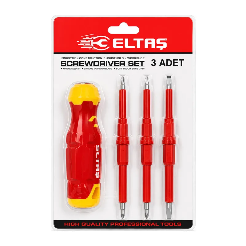 3PCS - ÇİFT TARAFLI UÇ 3MM-5MM-6MM ERGONOMİK SAP ELEKTRİKLİ TORNAVİDA SETİ LRD-144 (5643)