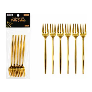 60 PARÇA GOLD TATLI ÇATAL SETİ 13CM - 1 PAKET İÇİNDE 6 ADET VARDIR - 10 PAKET GÖNDERİLİR (5643)