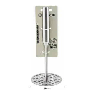 YUVARLAK ÇAP: 8CM METAL SAPLI = 11.5CM METAL PATATES EZİCİ TOPLAM UZUNLUK: 26.5CM (5643)