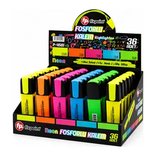 36 ADET NEON FOSFORLU KALEM - STANDLIDIR İÇİNDE 12 - SARI - 6 - TURUNCU - 6 - PEMBE - 6 - MAVİ - 6 - YEŞİL (5643)