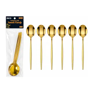 60 PARÇA GOLD YEMEK KAŞIK SETİ 21CM - 1 PAKET İÇİNDE 6 ADET VARDIR - 10 PAKET GÖNDERİLİR (5643)