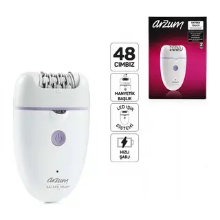 EPİLATÖR EPİLASYON CİHAZI 48 CIMBIZ MANYETİK BAŞLIK LED IŞIK SİSTEM - HIZLI ŞARJ AR5173-02 (5643)
