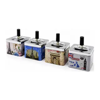 12 ADET ASHTRAY KARE - BASMALI METAL KÜLLÜK (5643)