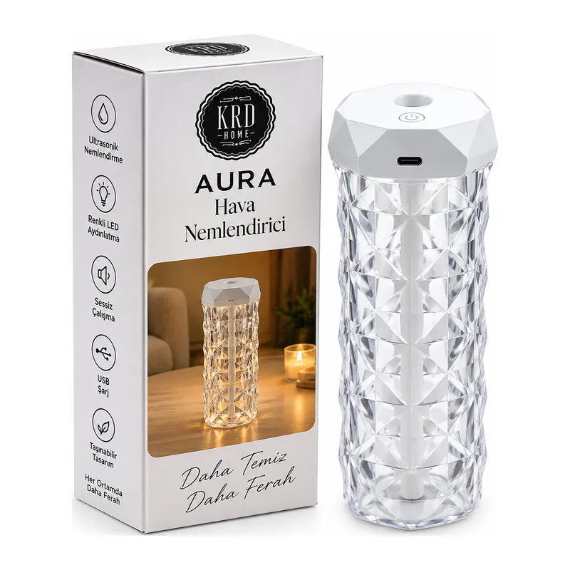 AURA KRİSTAL HAVA NEMLENDİRİCİ BUHAR MAKİNE - KOKU GİDERİCİ KRD-8775 (5643)