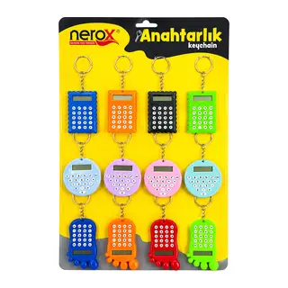 12 ADET HESAP MAK. ANAHTARLIK RENKLİ PLASTİK NRX-4089 (5643)