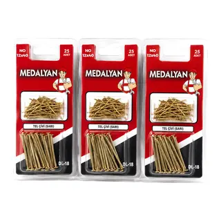300 ADET 12X40 SARI TP ÇELİK TEL ÇİVİ 12X25PCS (5643)