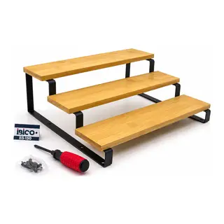 3 BASAMAKLI AHŞAP - BAMBU TEZGAH ÜSTÜ BAHARATLIK - DÜZENLEYİCİ STAND 29.5X23.5X10.5CM (5643)