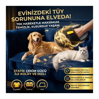 Evcil Hayvan Tüy Temizleme Eldiveni, Statik Mikro Tüy Toplayıcı Kedi Köpek Tüyü için Koltuk, Halı ve Kıyafet Temizleme Eldiveni (5643)