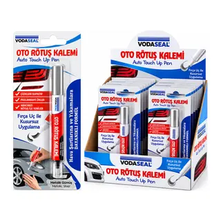 12 ADET METALİK GÜMÜŞ OTO RÖTUŞ KALEM FIRÇA UÇ 5ML (5643)