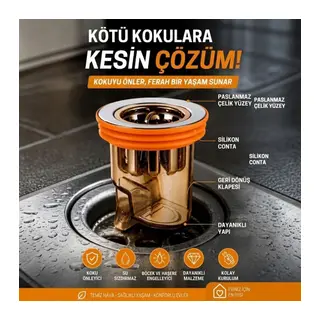 Gider Kokusu ve Böcek Önleyici Gider Kapağı, Duş ve Lavabo İçin Geri Akış Önleyici Plastik Yer Süzgeci Kapağı (5643)