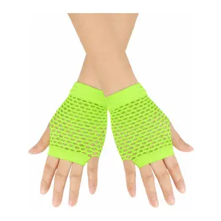 80’ler 90’lar Retro Neon Yeşil File Parmaksız Kısa Eldiven 11 cm (5643)