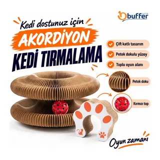 Akordiyon Karton Kedi Tırmalama Oyuncağı – Mıknatıslı Katlanabilir Etkileşimli Kedi Oyuncağı,Pençe Tahtası (5643)