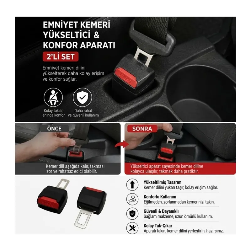 2'li Emniyet Kemeri Yükseltici ve Konfor Aparatı (5643)