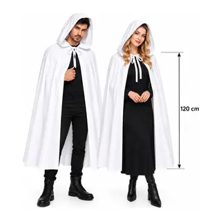 120 cm Beyaz Kapüşonlu Uzun Hayalet Pelerin (5643)