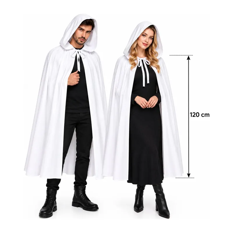 120 cm Beyaz Kapüşonlu Uzun Hayalet Pelerin (5643)