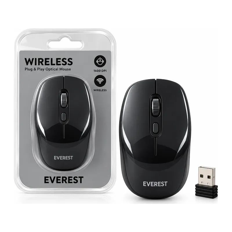 WIRELESS - KABLOSUZ USB OPTİCAL MOUSE VAKUMLU AMBALAJ 1600DPI PİLLİ= 1AA SMW-89 (5643)