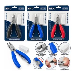 12 ADET LUX METAL TIRNAK ET PENSİ PEDİKÜR MANİKÜR MAKASI PLASTİK KORUMA BAŞLIK - PLASTİK SAP PENSE MODELİ (5643)