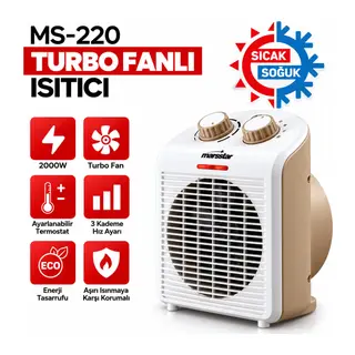 SICAK - SOĞUK TURBO FANLI ISITICI 3 KADEME HIZ AYAR 2000W MS-220 (5643)