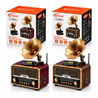 SOLAR - İBRELİ GRAMAFON RADYO - RETRO AM - FM - SW USB - TYPE-C SARJLI BT - TF - USB SPEAKER YG-7020BTS (5643)