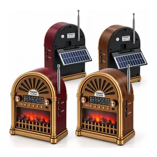 SOLAR - İBRELİ ŞÖMİNELİ RADYO - RETRO AM - FM - SW USB - TYPE-C SARJLI BT - TF - USB SPEAKER YG-6041BTS (5643)