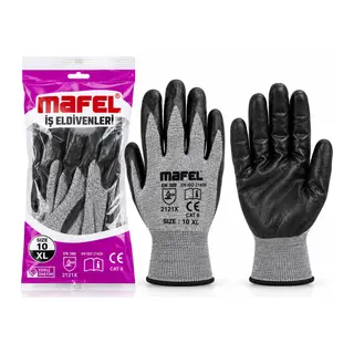 12 ADET ZEBRA GRİ SİYAH NO 10 XL NİTRİL İŞÇİ ELDİVEN POŞETLİ AMBALAJ KESİLME DİRENÇ (5643)