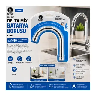 KUĞU EVYE - LAVABO KISA DELTA MİX BATARYA BORUSU KROM KAPLAMA - VAKUMLU - SÜZGEÇLİ UÇ (5643)