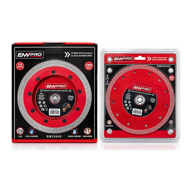 10 ADET ÖRGÜLÜ TURBO İNCE HASSAS ELMAS KESME DİSK SERAMİK - TAŞ 180MMX22.2 MAX 8.500PRM (5643)