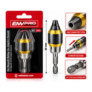 MANYETİK MATKAP UCU ADAPTÖR OTOMATİK 60MM ÇOK FONKSİYONLU FARKLU UÇLARA UYUMLULUK - PRATİK UÇ DEĞİŞTİRME EMV-5668 (5643)