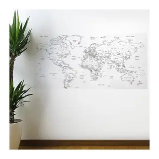 Yazılabilir Dünya Haritası Manyetik Duvar Stickerı 110 x 56 cm (5643)