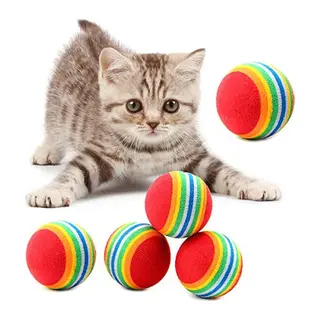 3lü Gökkuşağı Sünger Kedi Köpek Çiğneme Oyun Topu 4,2 cm (5643)