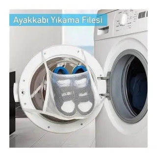 Pratik Çamaşır Makinesi Kapağa Bağlamalı Ayakkabı Yıkama Filesi (5643)