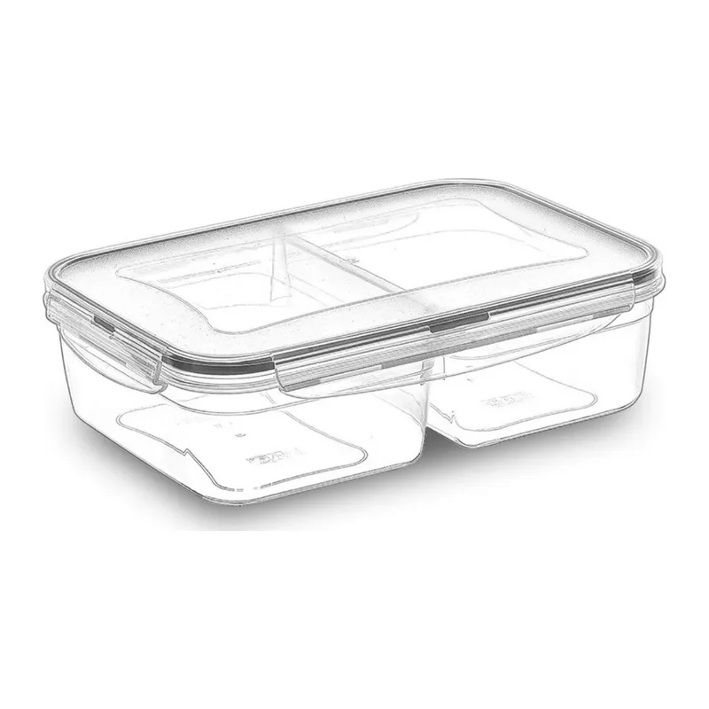 2 Bölmeli 1+1 Litre Kilitli Kapaklı Erzak Saklama Kabı LC-525 (5643)