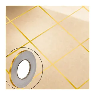 50 Metre Fayans Arası Şerit Dekoratif Yapışkan Renkli Dekor Su Geçirmez Sızdırmaz Altın Bant Kaplama 0.5 cm Genişliğindedir (5643)