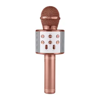 Karaoke Mikrofonlu Hoparlör - Şarjlı -Bluetooth Rose Gold (5643)