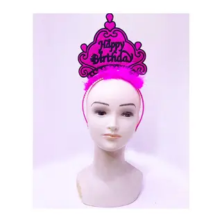 Happy Birthday Neon Fuşya Renk Doğum Günü Tacı 24x15 cm (5643)