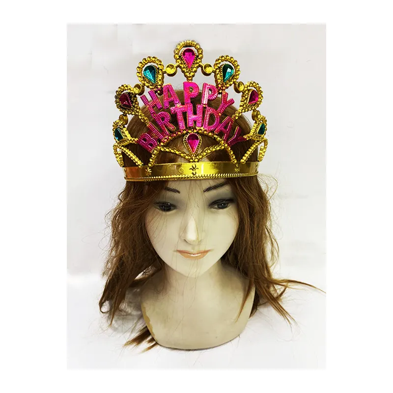 Altın Renk Happy Birthday Yazılı Doğum Günü Tacı 60 cm (5643)