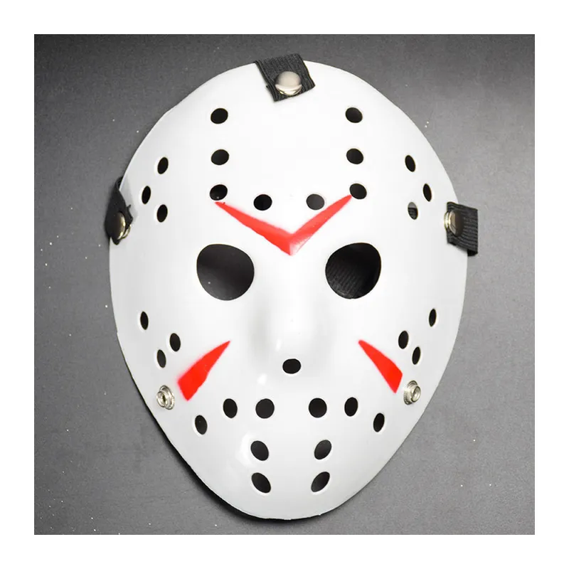 Beyaz Renk Kırmızı Çizgili Tam Yüz Hokey Jason Maskesi Hannibal Maskesi (5643)