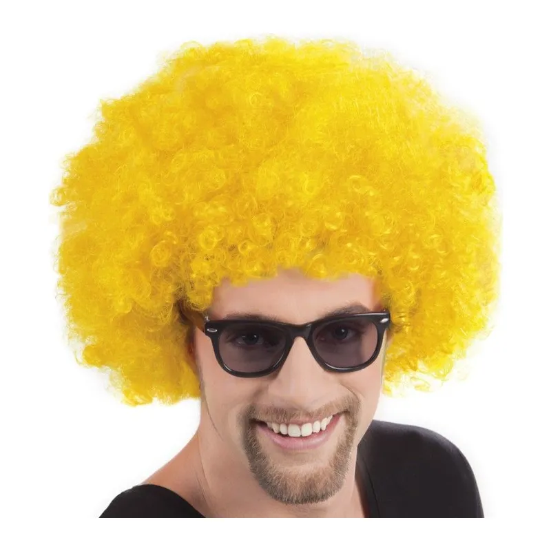 Sarı Renk Kıvırcık Afro Bonus Peruk (5643)