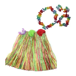 Luau Aloha Hawaii Kolye Etek Taç ve Bileklik Seti (5643)